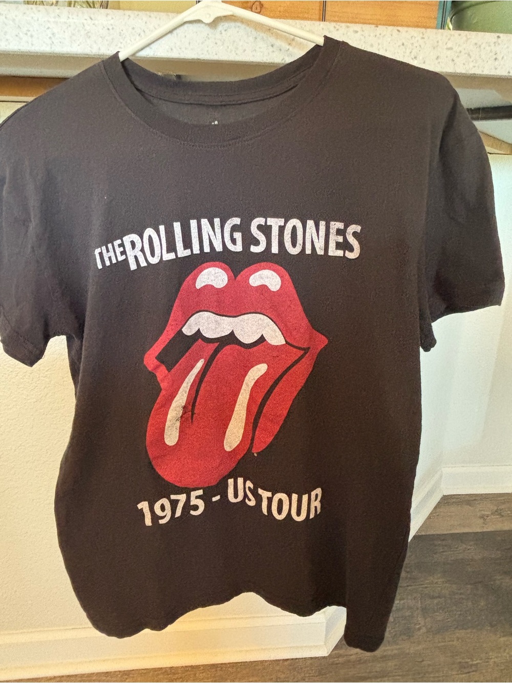 the Rolling Stones Black Tee with Red Tongue Graphic